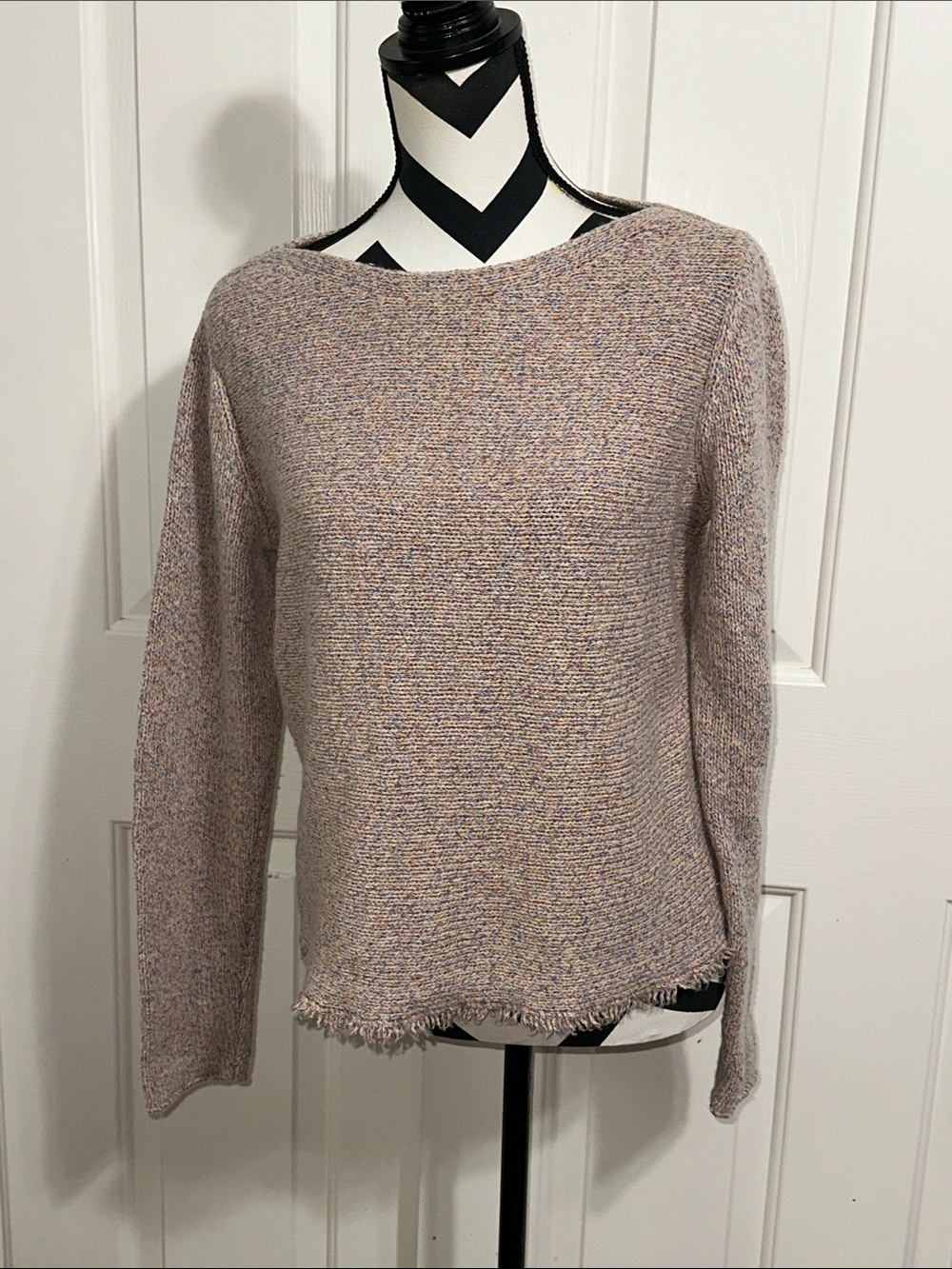 Eileen Fisher Multi Colored Boat Neck Sweater